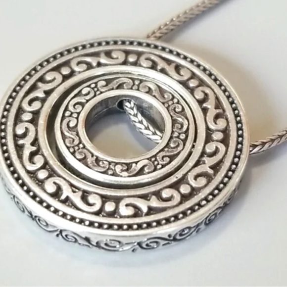 Brighton Central Park Silver Plated Scroll Halo Pendent Necklace - Picture 8 of 9